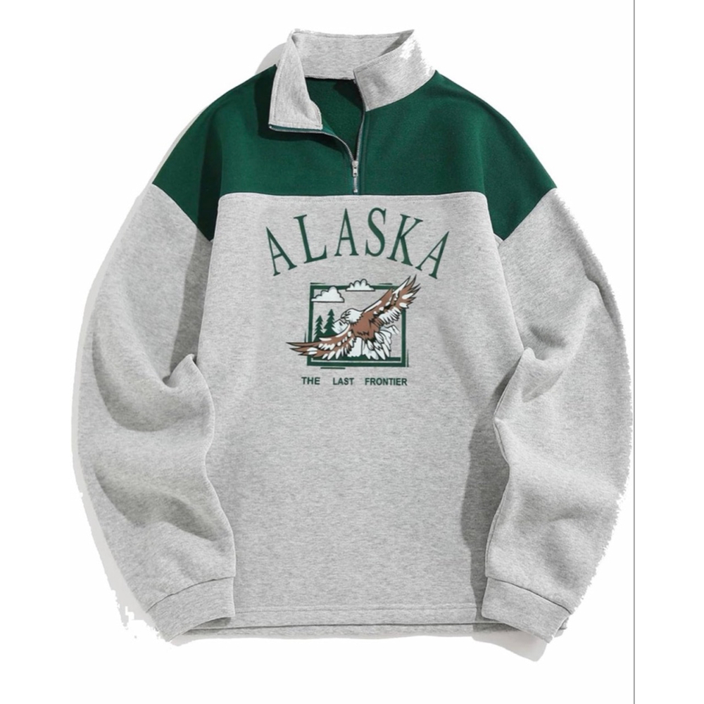 NEW ZAFUL Men's Embroidered Alaska 1/4 Zip Fleece Pullover Sweatshirt 2X